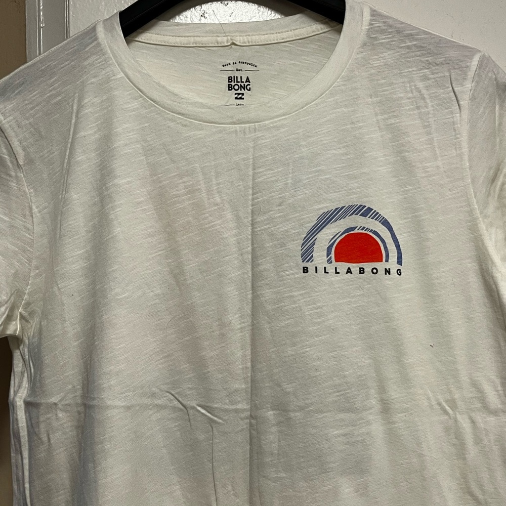Billabong White Tee with Red and Blue Graphic